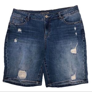 Maurices Womens Original Jean Shorts Blue Distressed Juniors 12